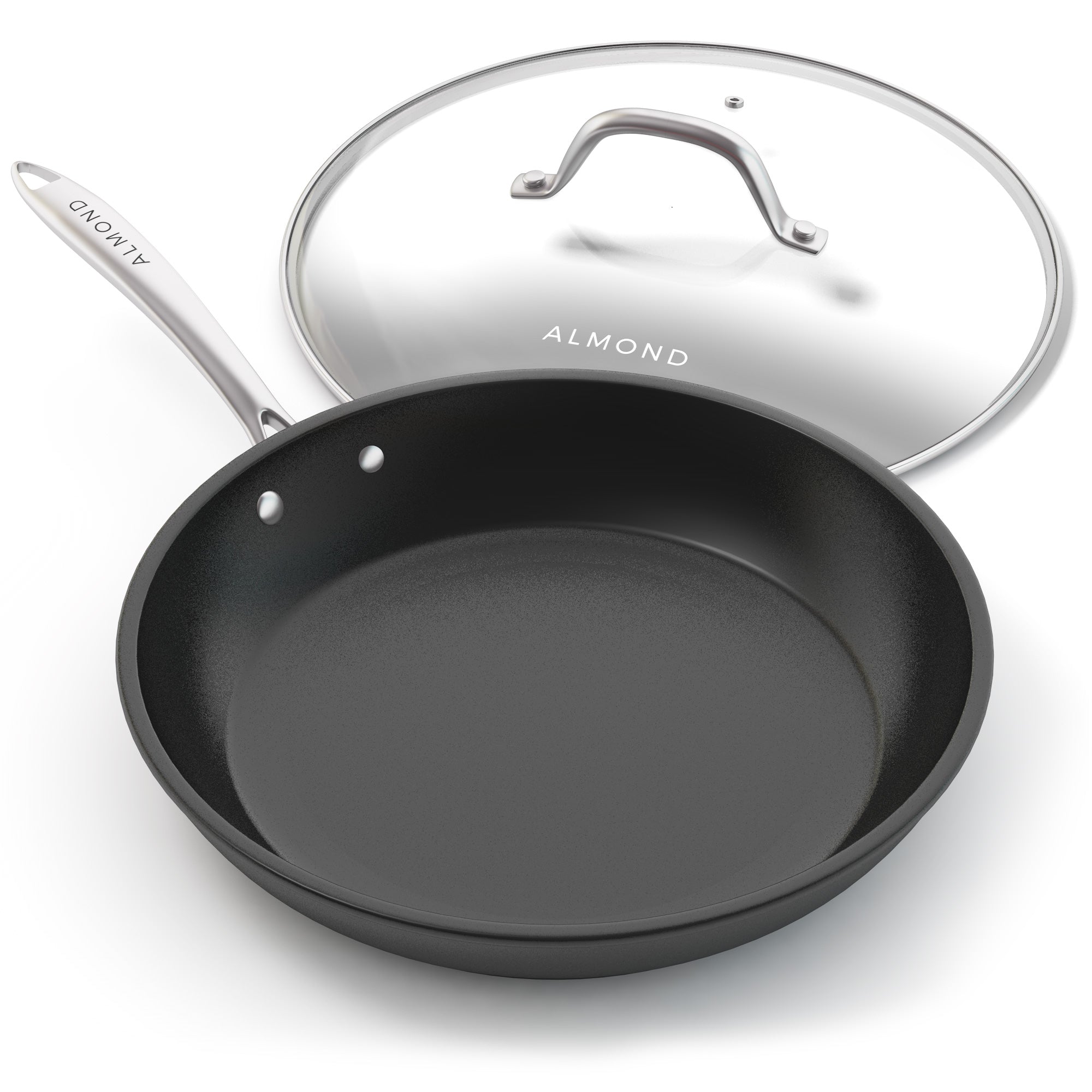 12-Inch Frying Pan Stainless Steel with Glass Cover
